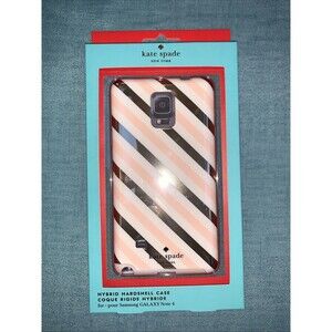 NWT Kate Spade Flexible Hardshell Case Galaxy Note 4 Gold Pink Diagonal Stripe